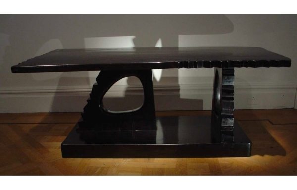 A persian silvered metal low table. Circa 1890. 
